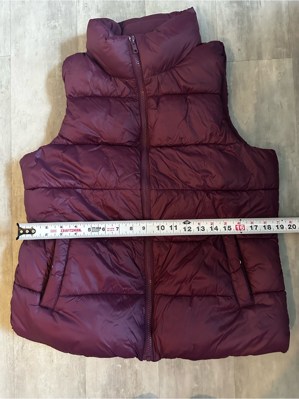 Old Navy Burgundy Quilted Puffer Vest - Picture 7 of 9